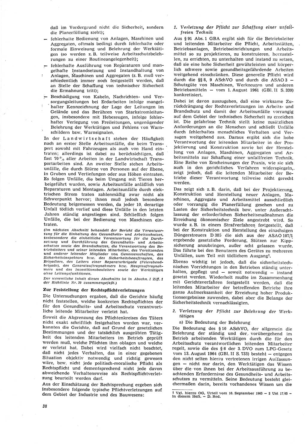 Neue Justiz (NJ), Zeitschrift für Recht und Rechtswissenschaft [Deutsche Demokratische Republik (DDR)], 20. Jahrgang 1966, Seite 38 (NJ DDR 1966, S. 38)
