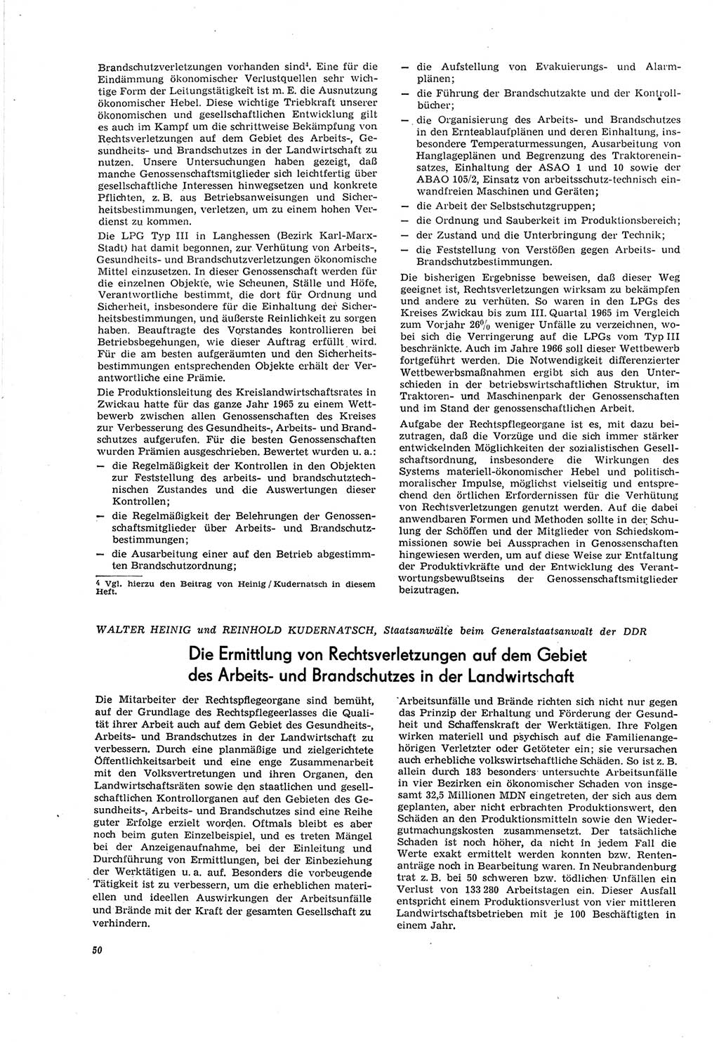Neue Justiz (NJ), Zeitschrift für Recht und Rechtswissenschaft [Deutsche Demokratische Republik (DDR)], 20. Jahrgang 1966, Seite 50 (NJ DDR 1966, S. 50)