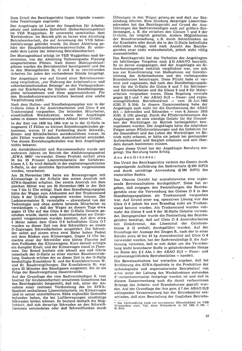 Neue Justiz (NJ), Zeitschrift für Recht und Rechtswissenschaft [Deutsche Demokratische Republik (DDR)], 20. Jahrgang 1966, Seite 55 (NJ DDR 1966, S. 55)