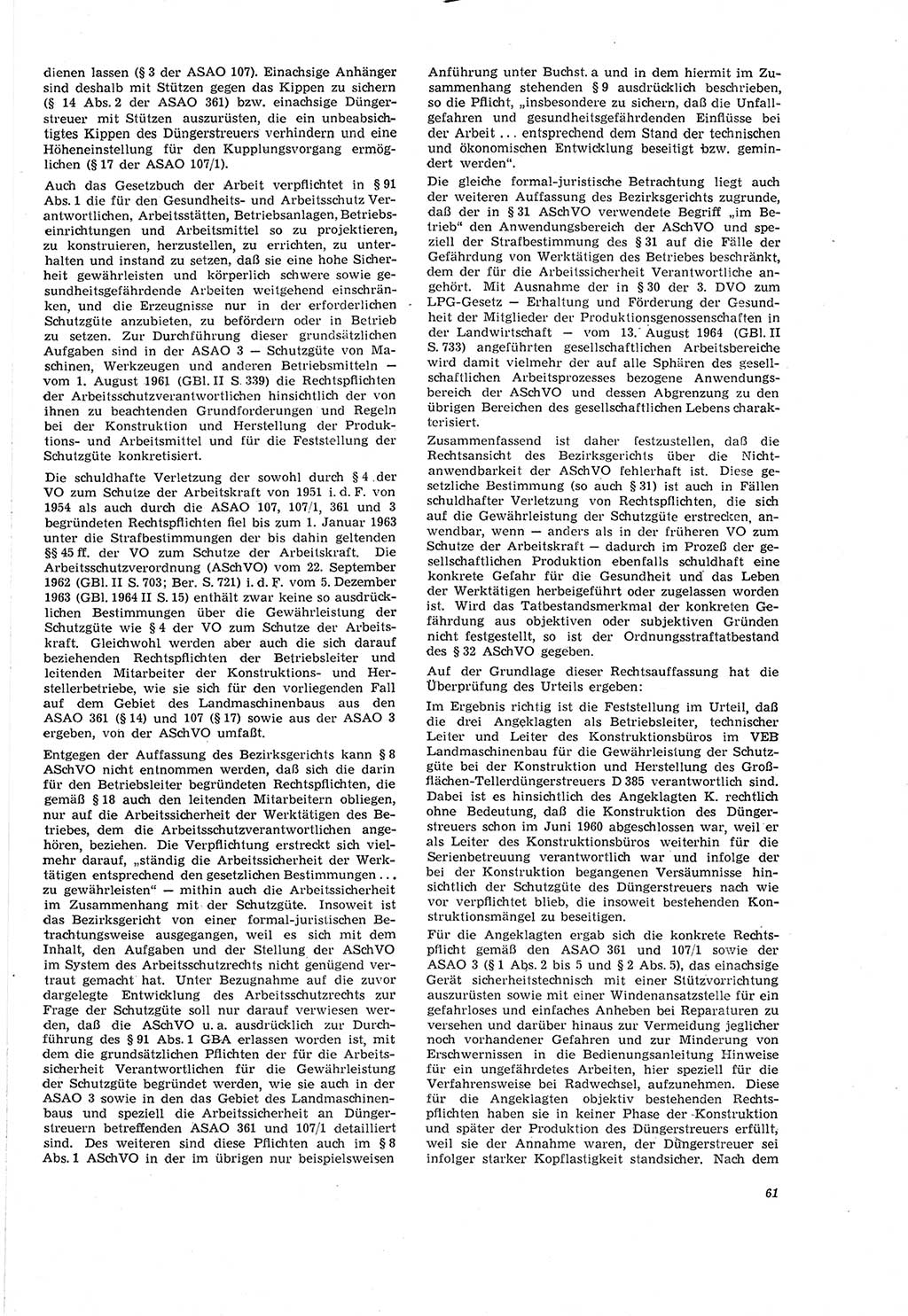 Neue Justiz (NJ), Zeitschrift für Recht und Rechtswissenschaft [Deutsche Demokratische Republik (DDR)], 20. Jahrgang 1966, Seite 61 (NJ DDR 1966, S. 61)