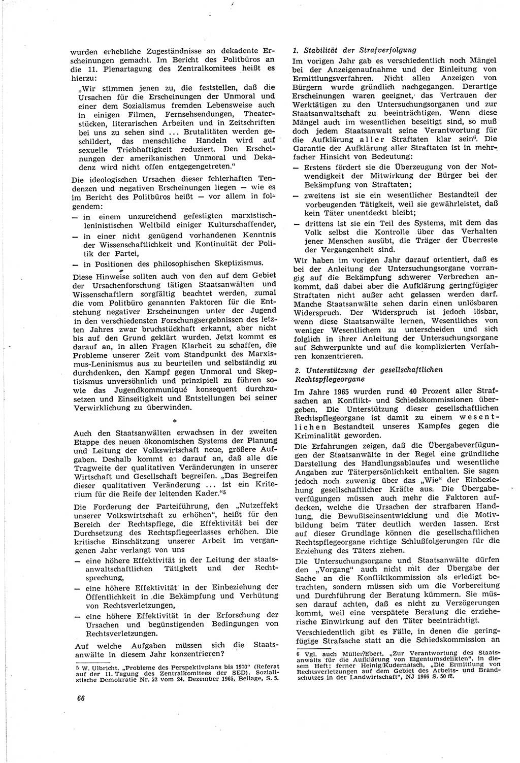 Neue Justiz (NJ), Zeitschrift für Recht und Rechtswissenschaft [Deutsche Demokratische Republik (DDR)], 20. Jahrgang 1966, Seite 66 (NJ DDR 1966, S. 66)