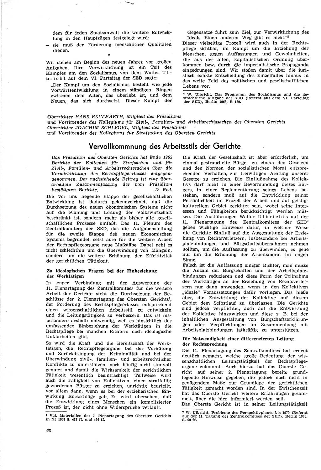 Neue Justiz (NJ), Zeitschrift für Recht und Rechtswissenschaft [Deutsche Demokratische Republik (DDR)], 20. Jahrgang 1966, Seite 68 (NJ DDR 1966, S. 68)