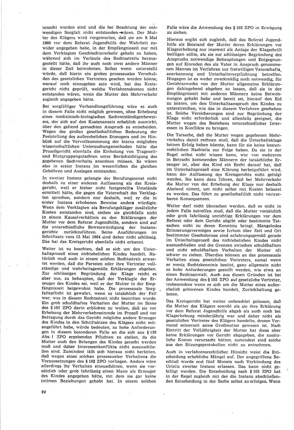 Neue Justiz (NJ), Zeitschrift für Recht und Rechtswissenschaft [Deutsche Demokratische Republik (DDR)], 20. Jahrgang 1966, Seite 94 (NJ DDR 1966, S. 94)