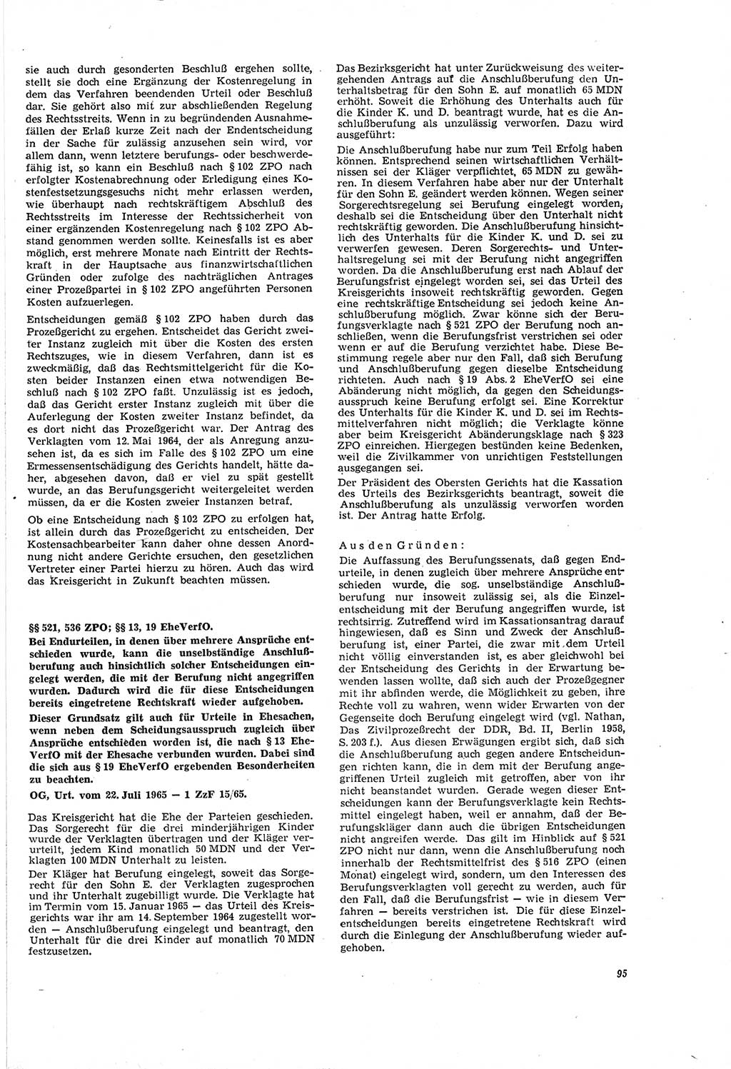 Neue Justiz (NJ), Zeitschrift für Recht und Rechtswissenschaft [Deutsche Demokratische Republik (DDR)], 20. Jahrgang 1966, Seite 95 (NJ DDR 1966, S. 95)
