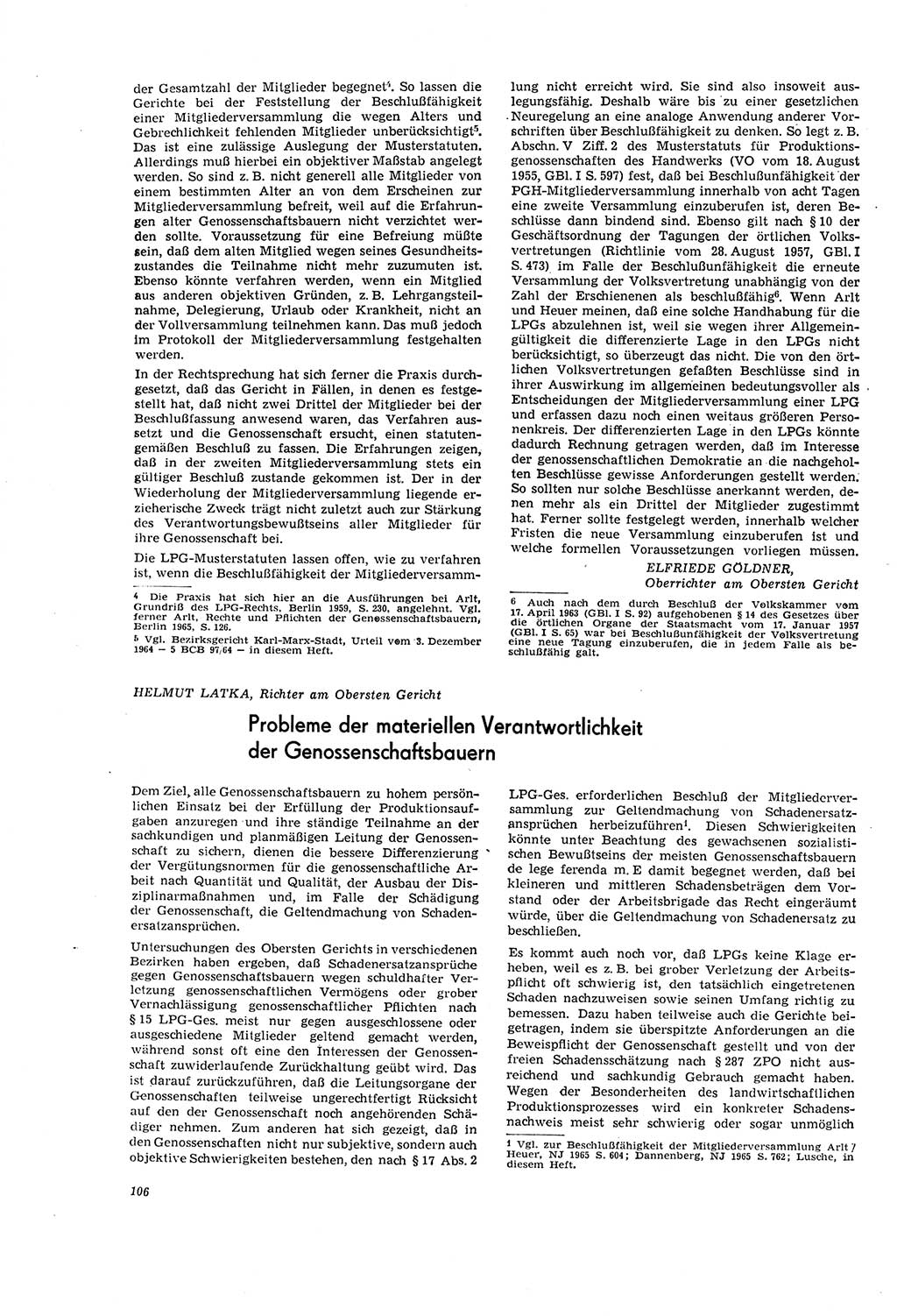 Neue Justiz (NJ), Zeitschrift für Recht und Rechtswissenschaft [Deutsche Demokratische Republik (DDR)], 20. Jahrgang 1966, Seite 106 (NJ DDR 1966, S. 106)