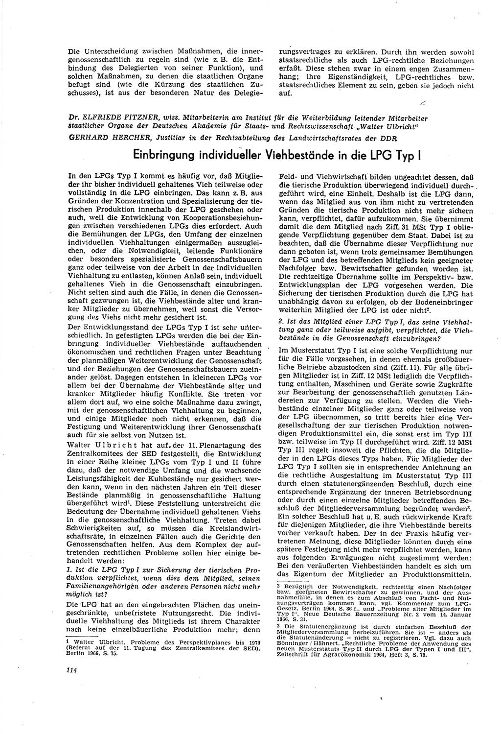Neue Justiz (NJ), Zeitschrift für Recht und Rechtswissenschaft [Deutsche Demokratische Republik (DDR)], 20. Jahrgang 1966, Seite 114 (NJ DDR 1966, S. 114)