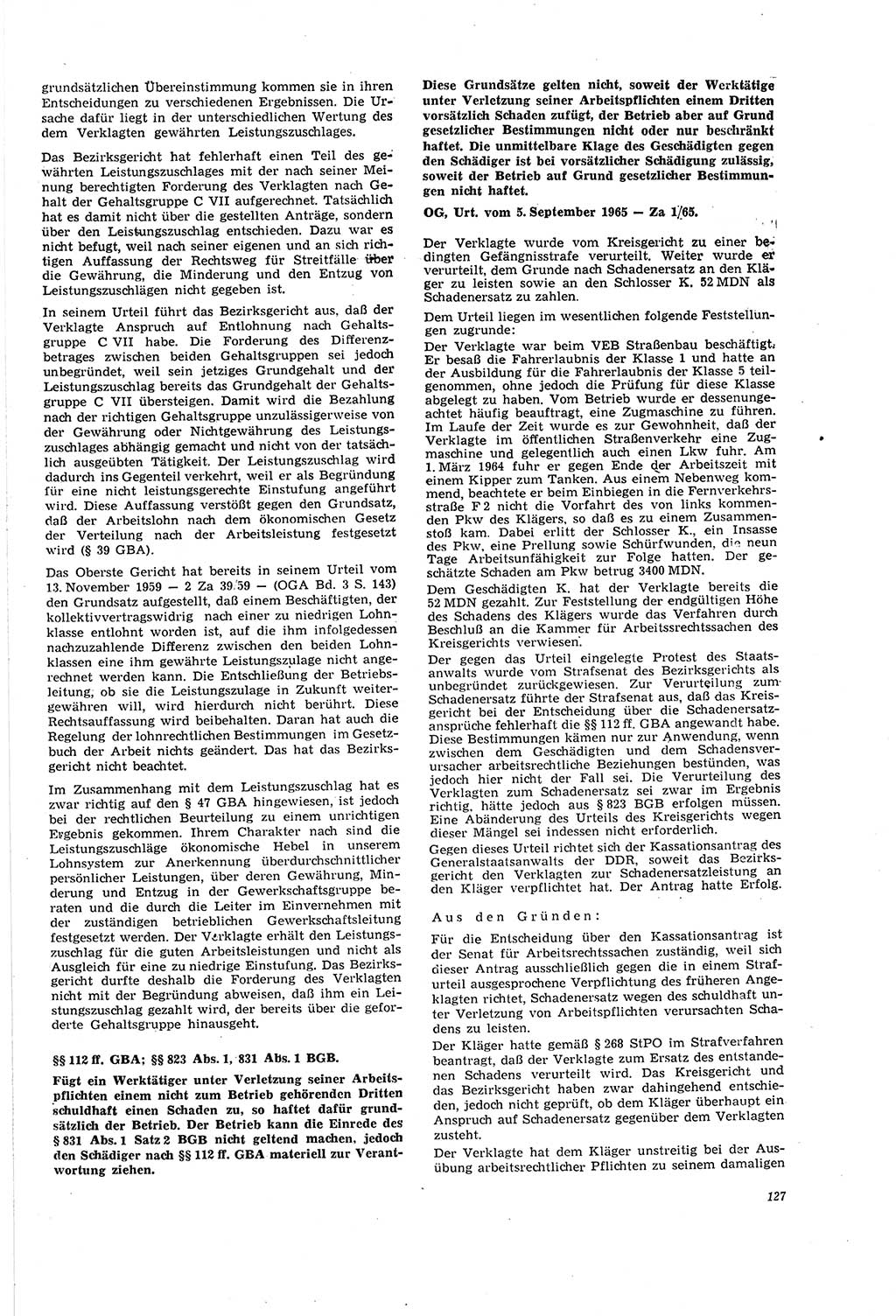 Neue Justiz (NJ), Zeitschrift für Recht und Rechtswissenschaft [Deutsche Demokratische Republik (DDR)], 20. Jahrgang 1966, Seite 127 (NJ DDR 1966, S. 127)