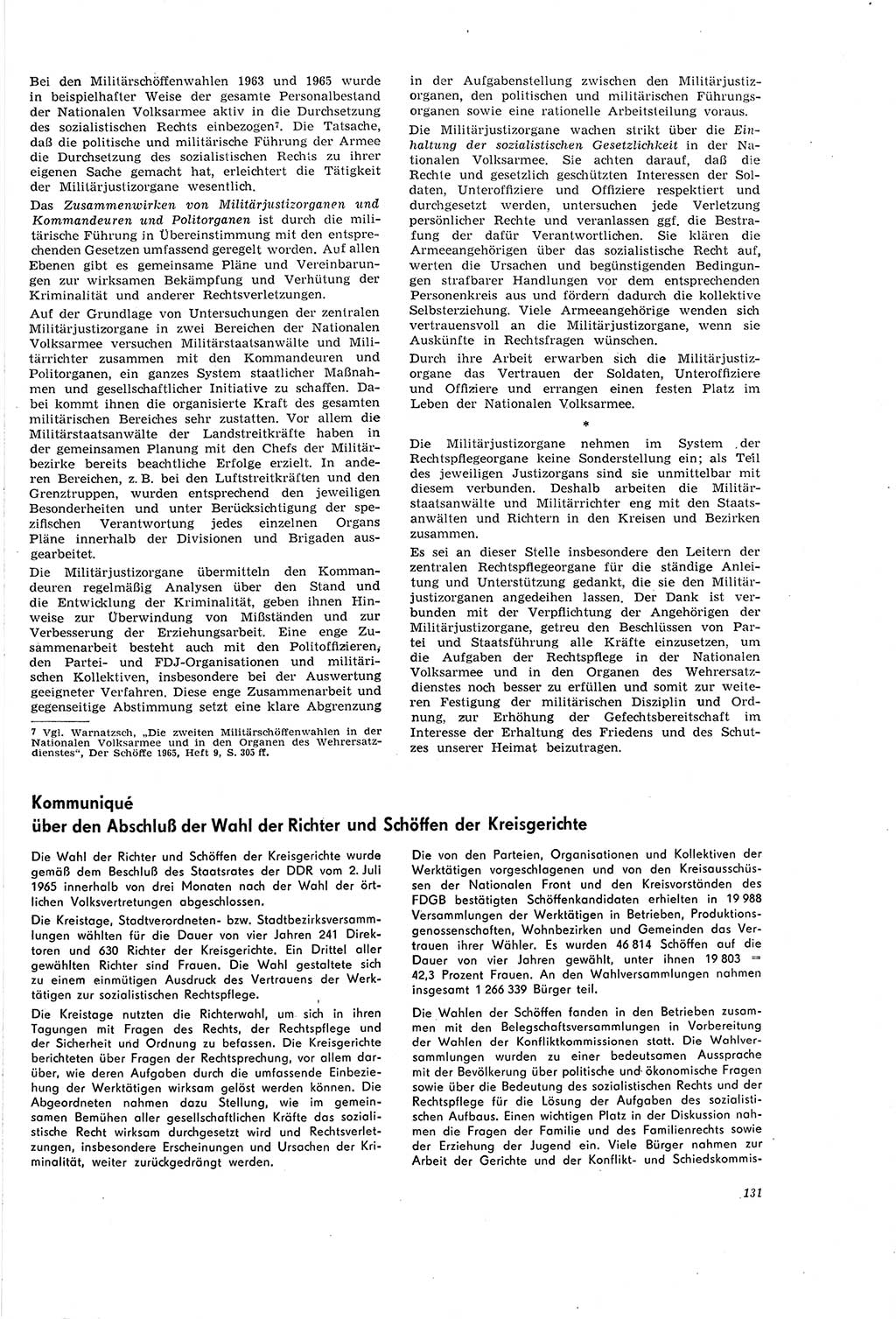 Neue Justiz (NJ), Zeitschrift für Recht und Rechtswissenschaft [Deutsche Demokratische Republik (DDR)], 20. Jahrgang 1966, Seite 131 (NJ DDR 1966, S. 131)