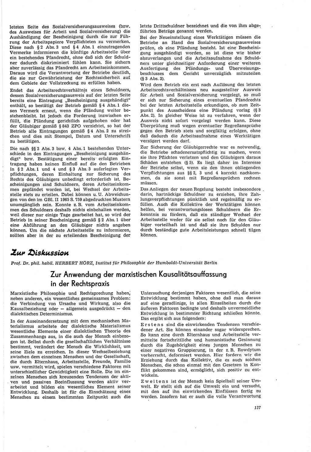 Neue Justiz (NJ), Zeitschrift für Recht und Rechtswissenschaft [Deutsche Demokratische Republik (DDR)], 20. Jahrgang 1966, Seite 137 (NJ DDR 1966, S. 137)