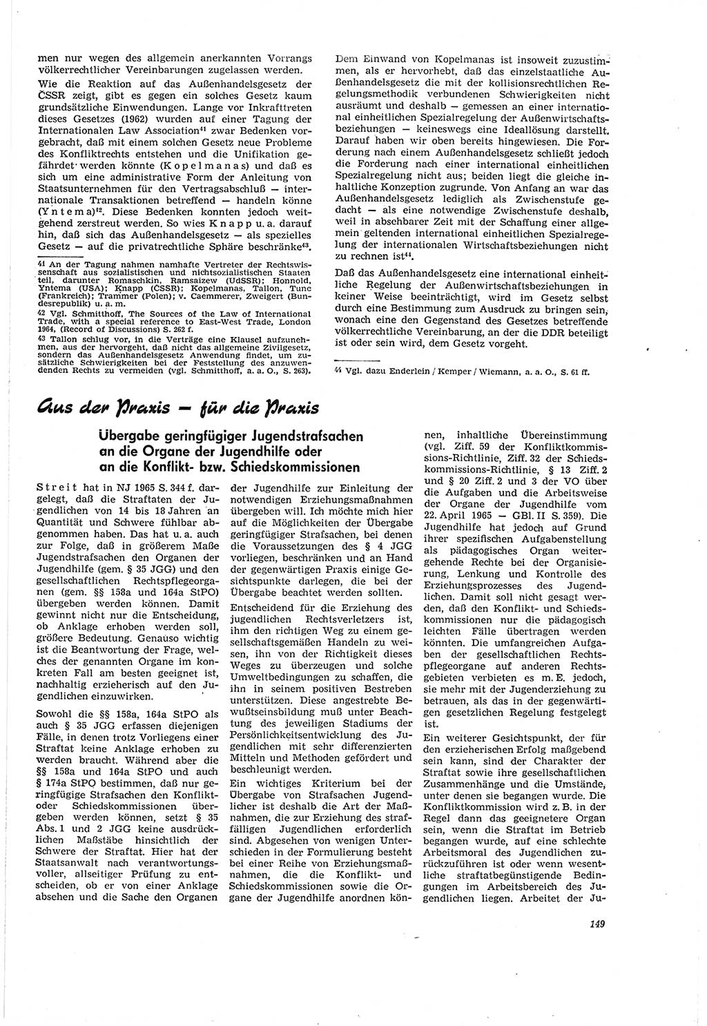 Neue Justiz (NJ), Zeitschrift für Recht und Rechtswissenschaft [Deutsche Demokratische Republik (DDR)], 20. Jahrgang 1966, Seite 149 (NJ DDR 1966, S. 149)