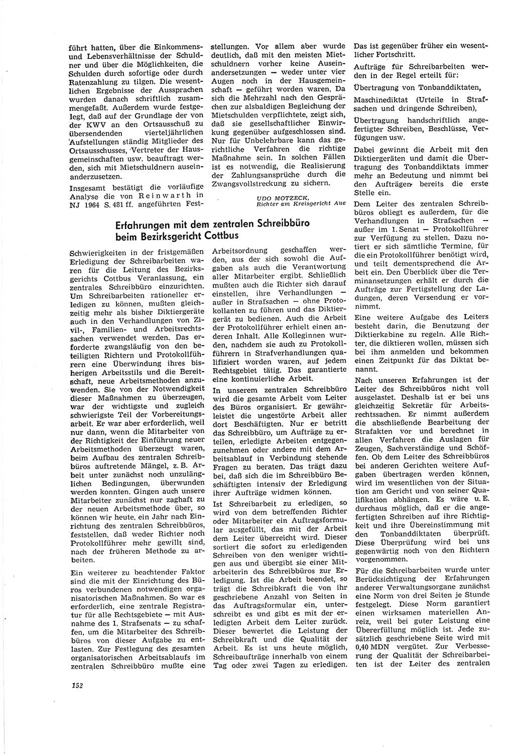 Neue Justiz (NJ), Zeitschrift für Recht und Rechtswissenschaft [Deutsche Demokratische Republik (DDR)], 20. Jahrgang 1966, Seite 152 (NJ DDR 1966, S. 152)