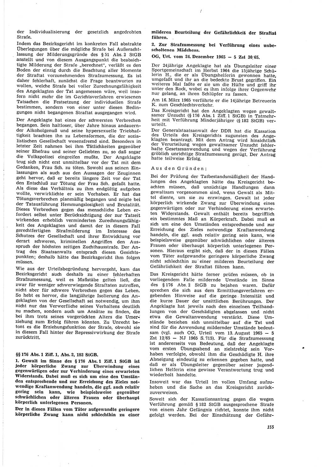 Neue Justiz (NJ), Zeitschrift für Recht und Rechtswissenschaft [Deutsche Demokratische Republik (DDR)], 20. Jahrgang 1966, Seite 155 (NJ DDR 1966, S. 155)