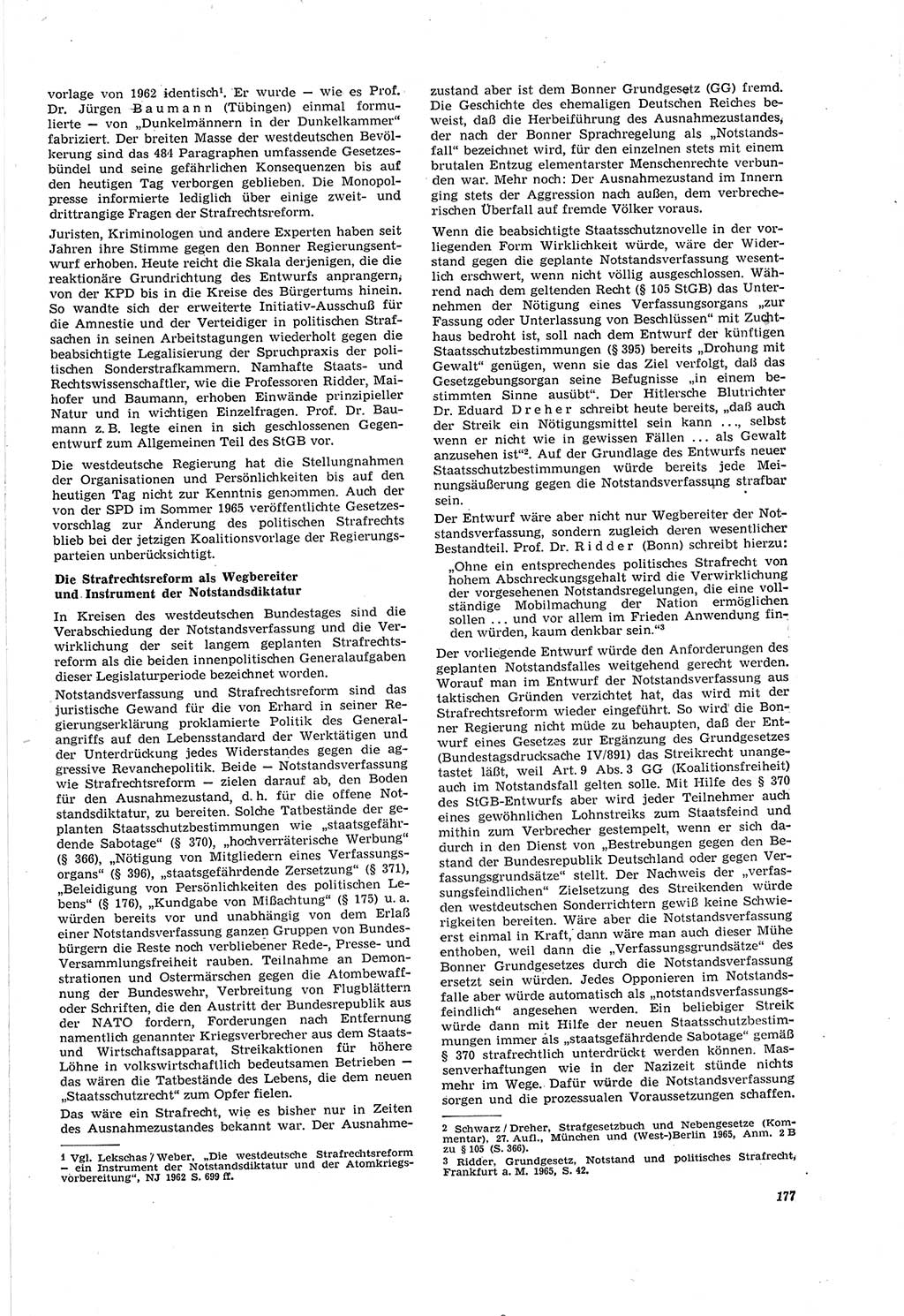 Neue Justiz (NJ), Zeitschrift für Recht und Rechtswissenschaft [Deutsche Demokratische Republik (DDR)], 20. Jahrgang 1966, Seite 177 (NJ DDR 1966, S. 177)