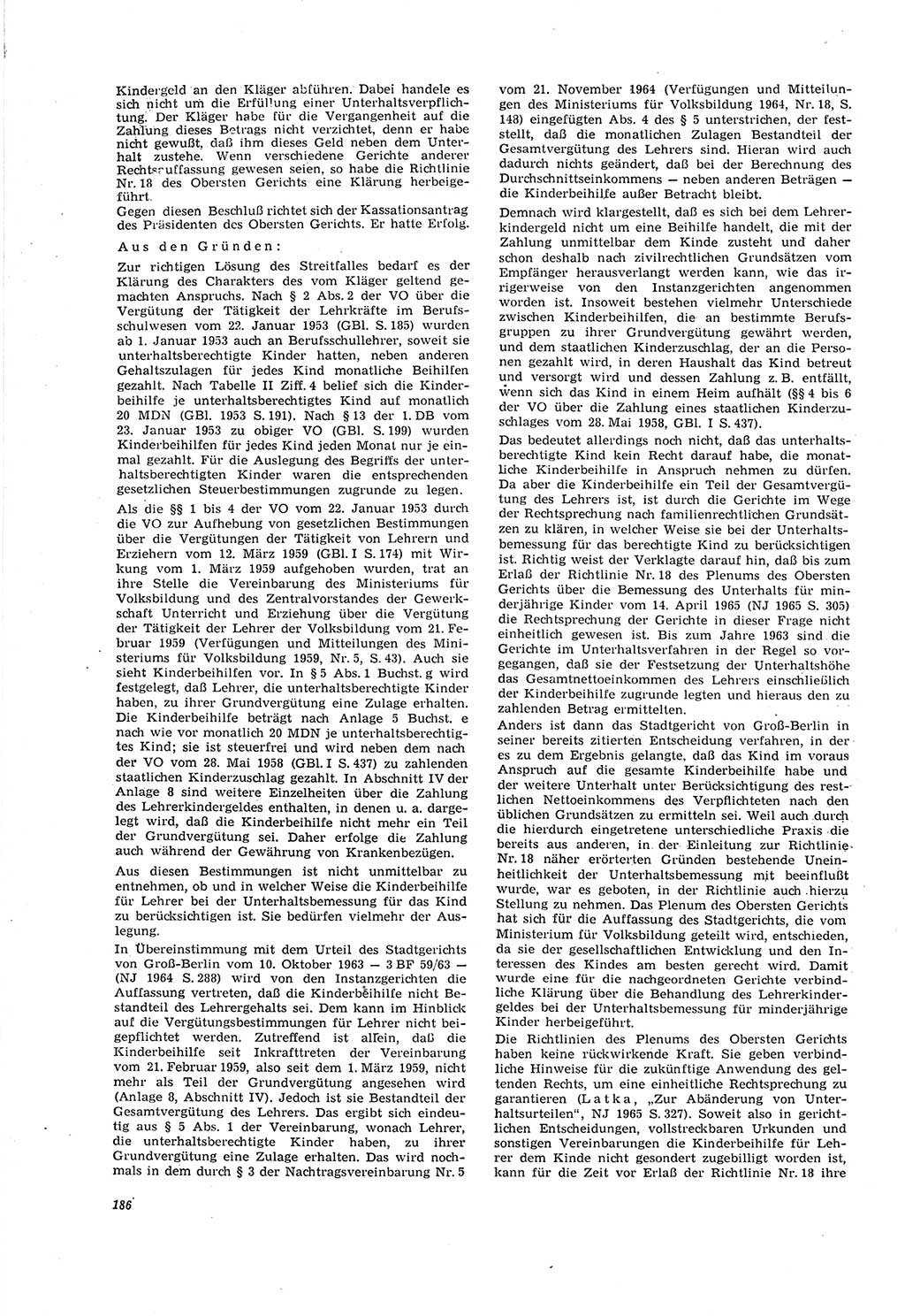 Neue Justiz (NJ), Zeitschrift für Recht und Rechtswissenschaft [Deutsche Demokratische Republik (DDR)], 20. Jahrgang 1966, Seite 186 (NJ DDR 1966, S. 186)