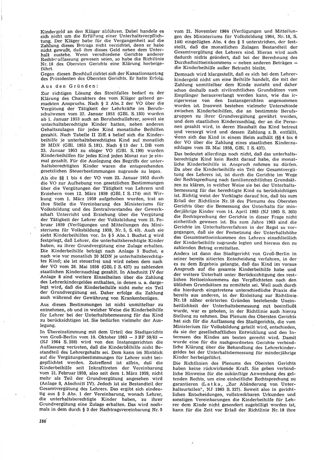 Neue Justiz (NJ), Zeitschrift für Recht und Rechtswissenschaft [Deutsche Demokratische Republik (DDR)], 20. Jahrgang 1966, Seite 186 (NJ DDR 1966, S. 186)