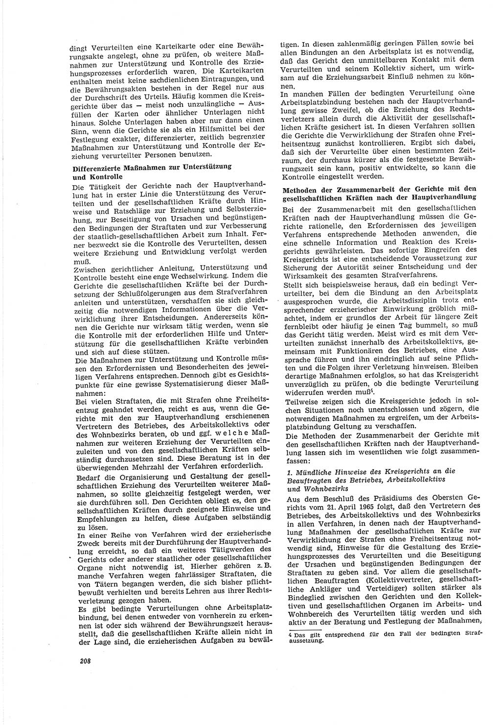 Neue Justiz (NJ), Zeitschrift für Recht und Rechtswissenschaft [Deutsche Demokratische Republik (DDR)], 20. Jahrgang 1966, Seite 208 (NJ DDR 1966, S. 208)