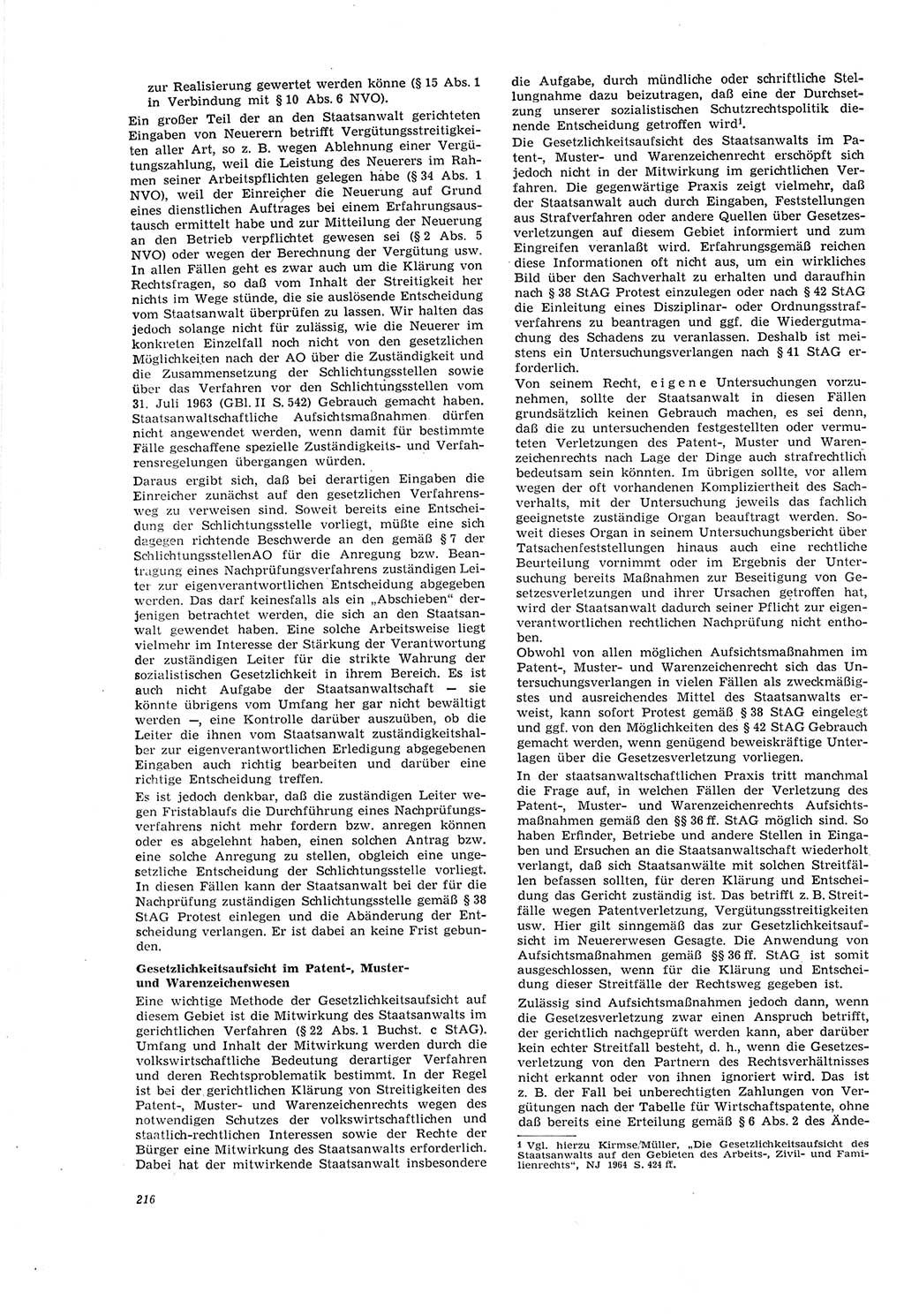 Neue Justiz (NJ), Zeitschrift für Recht und Rechtswissenschaft [Deutsche Demokratische Republik (DDR)], 20. Jahrgang 1966, Seite 216 (NJ DDR 1966, S. 216)