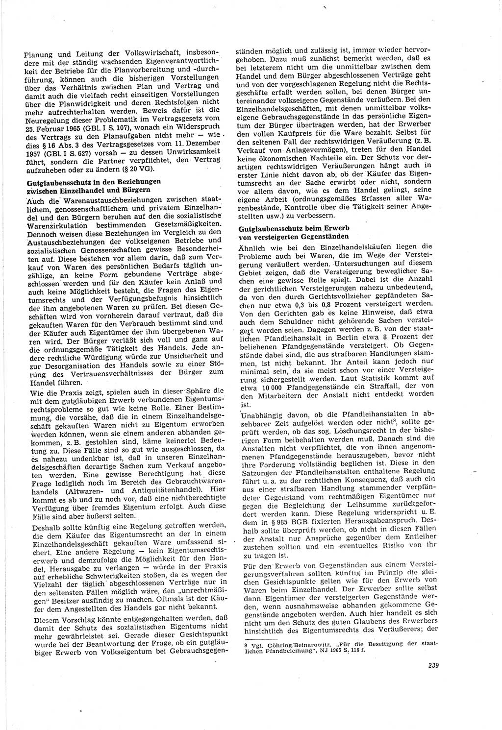 Neue Justiz (NJ), Zeitschrift für Recht und Rechtswissenschaft [Deutsche Demokratische Republik (DDR)], 20. Jahrgang 1966, Seite 239 (NJ DDR 1966, S. 239)