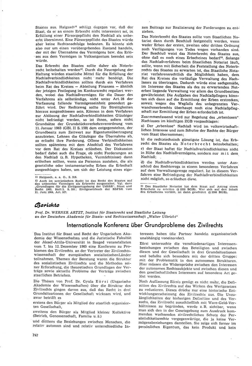 Neue Justiz (NJ), Zeitschrift für Recht und Rechtswissenschaft [Deutsche Demokratische Republik (DDR)], 20. Jahrgang 1966, Seite 242 (NJ DDR 1966, S. 242)