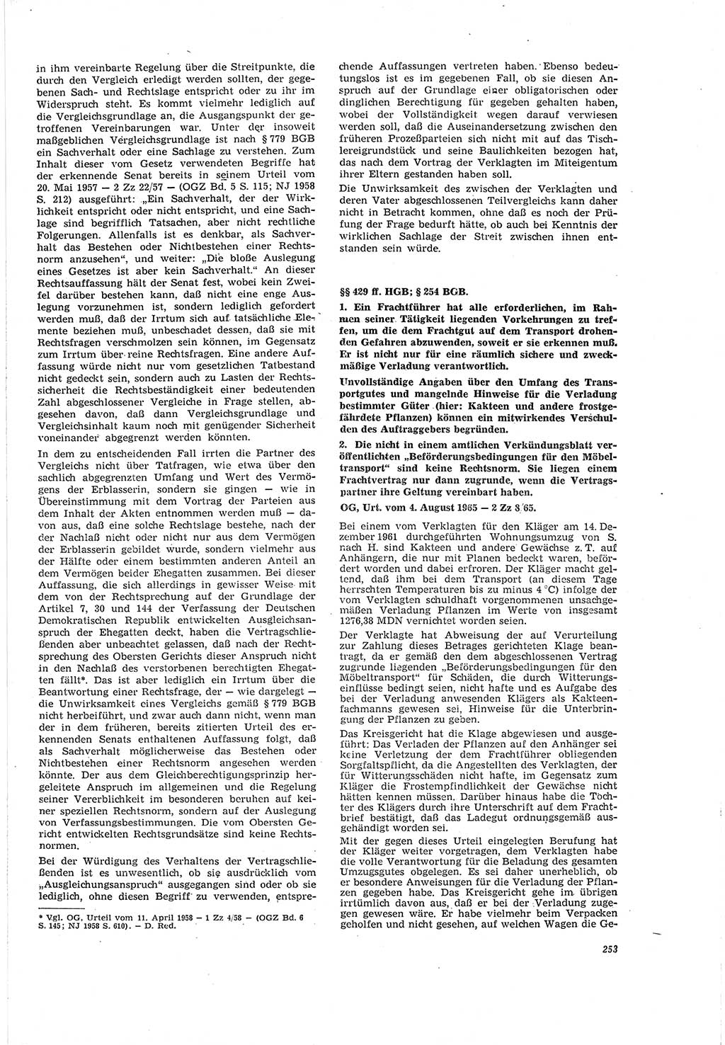 Neue Justiz (NJ), Zeitschrift für Recht und Rechtswissenschaft [Deutsche Demokratische Republik (DDR)], 20. Jahrgang 1966, Seite 253 (NJ DDR 1966, S. 253)