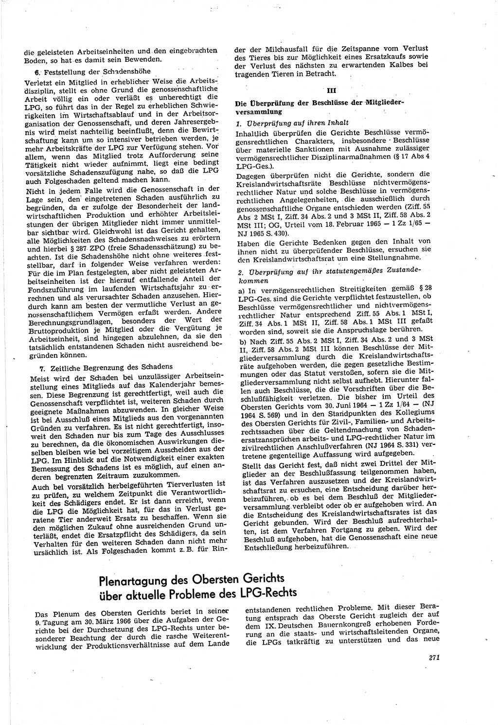 Neue Justiz (NJ), Zeitschrift für Recht und Rechtswissenschaft [Deutsche Demokratische Republik (DDR)], 20. Jahrgang 1966, Seite 271 (NJ DDR 1966, S. 271)