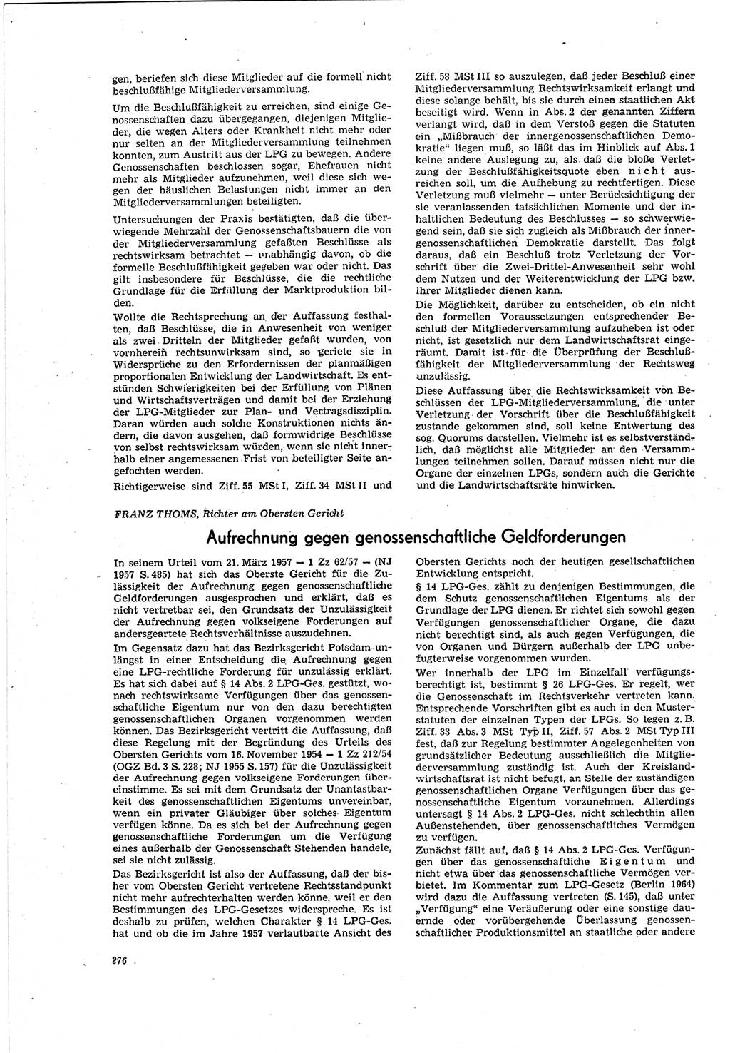 Neue Justiz (NJ), Zeitschrift für Recht und Rechtswissenschaft [Deutsche Demokratische Republik (DDR)], 20. Jahrgang 1966, Seite 276 (NJ DDR 1966, S. 276)