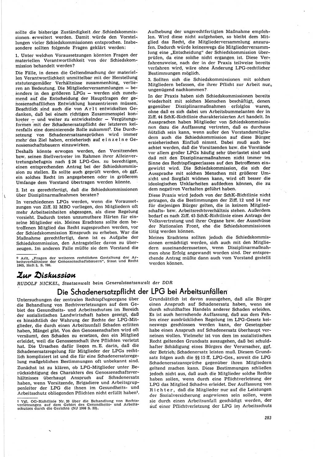 Neue Justiz (NJ), Zeitschrift für Recht und Rechtswissenschaft [Deutsche Demokratische Republik (DDR)], 20. Jahrgang 1966, Seite 283 (NJ DDR 1966, S. 283)