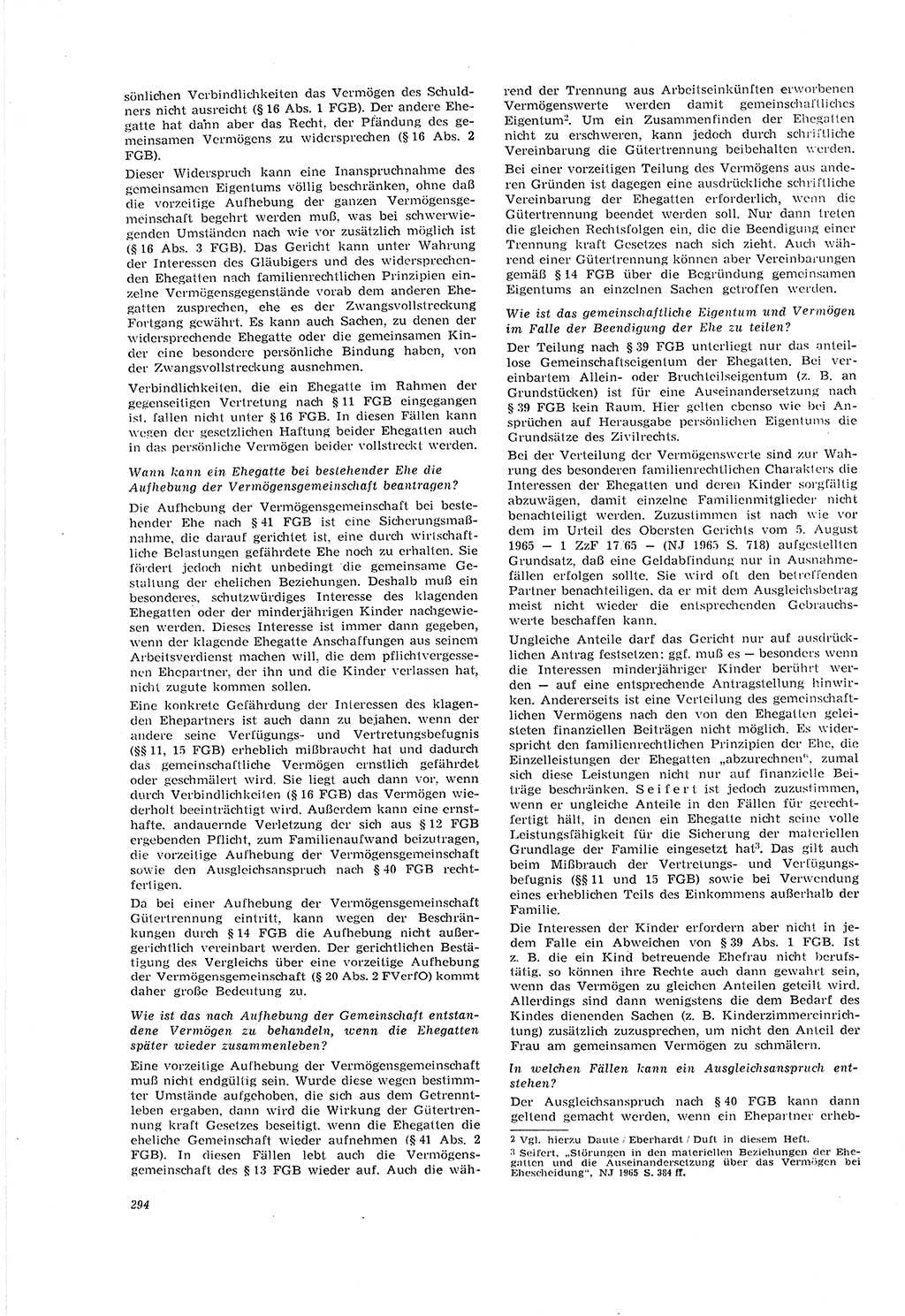 Neue Justiz (NJ), Zeitschrift für Recht und Rechtswissenschaft [Deutsche Demokratische Republik (DDR)], 20. Jahrgang 1966, Seite 294 (NJ DDR 1966, S. 294)