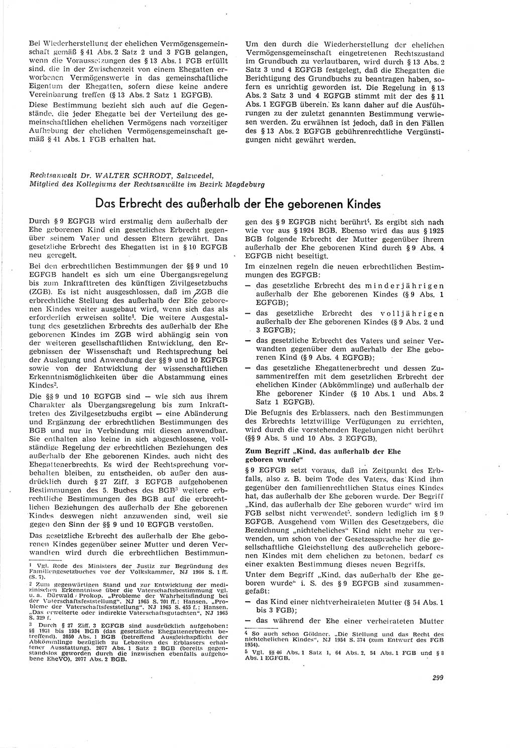 Neue Justiz (NJ), Zeitschrift für Recht und Rechtswissenschaft [Deutsche Demokratische Republik (DDR)], 20. Jahrgang 1966, Seite 299 (NJ DDR 1966, S. 299)
