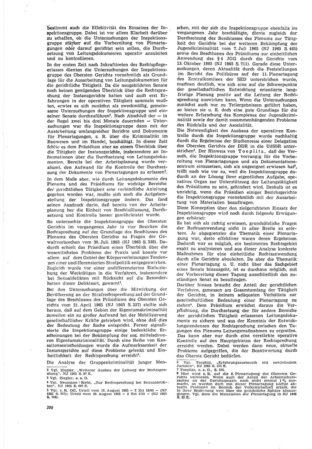 Neue Justiz (NJ), Zeitschrift für Recht und Rechtswissenschaft [Deutsche Demokratische Republik (DDR)], 20. Jahrgang 1966, Seite 308 (NJ DDR 1966, S. 308)