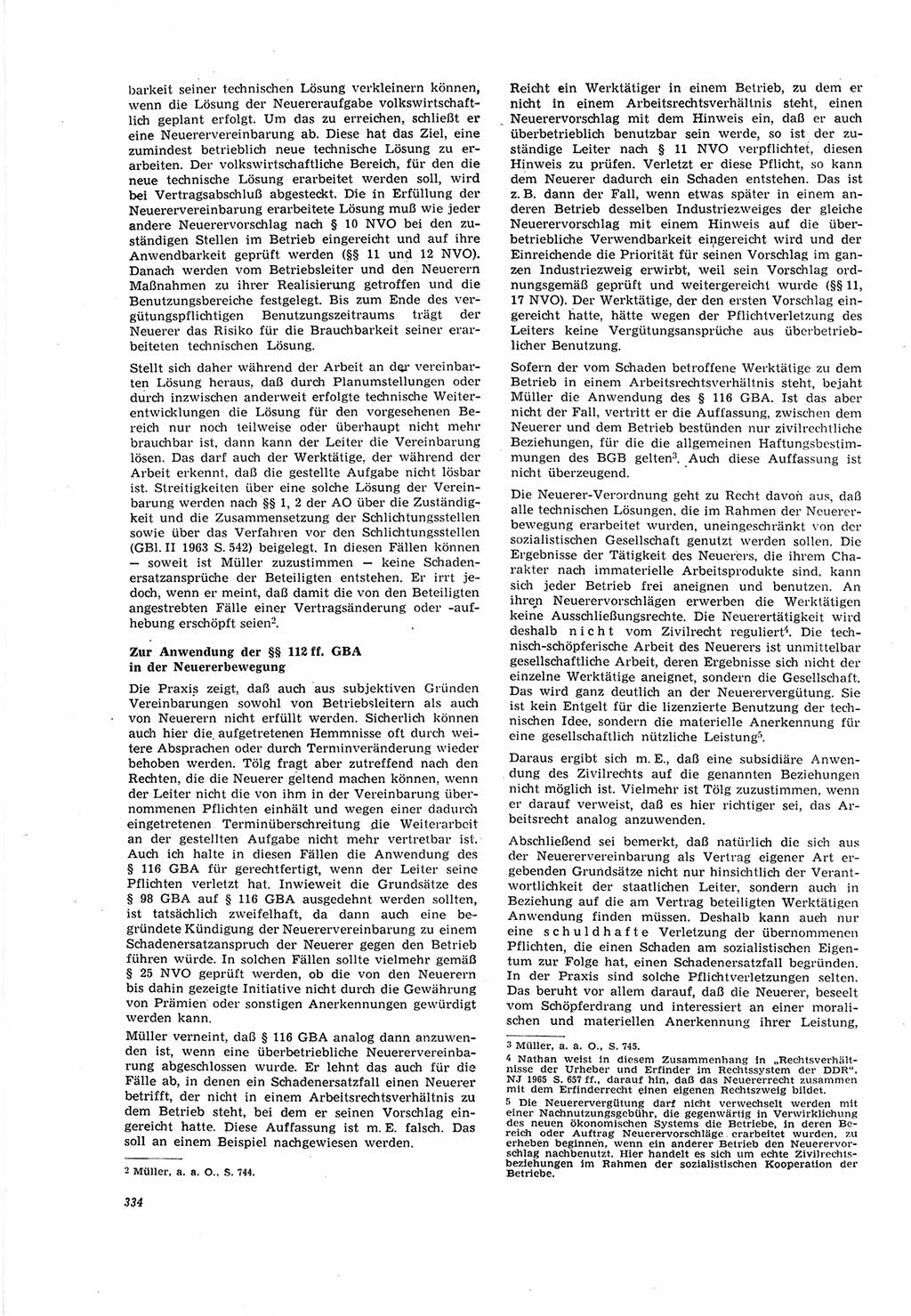 Neue Justiz (NJ), Zeitschrift für Recht und Rechtswissenschaft [Deutsche Demokratische Republik (DDR)], 20. Jahrgang 1966, Seite 334 (NJ DDR 1966, S. 334)
