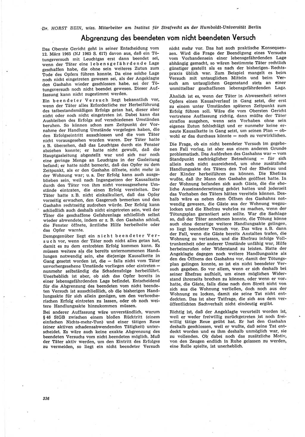 Neue Justiz (NJ), Zeitschrift für Recht und Rechtswissenschaft [Deutsche Demokratische Republik (DDR)], 20. Jahrgang 1966, Seite 336 (NJ DDR 1966, S. 336)