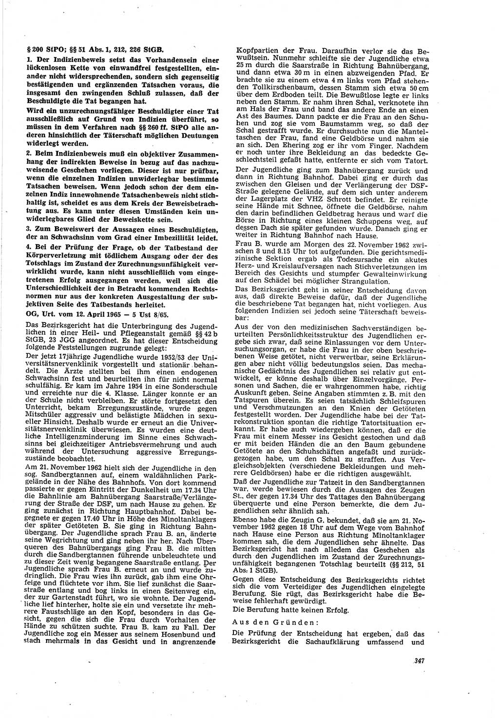 Neue Justiz (NJ), Zeitschrift für Recht und Rechtswissenschaft [Deutsche Demokratische Republik (DDR)], 20. Jahrgang 1966, Seite 347 (NJ DDR 1966, S. 347)