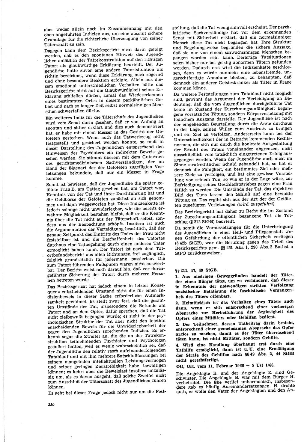 Neue Justiz (NJ), Zeitschrift für Recht und Rechtswissenschaft [Deutsche Demokratische Republik (DDR)], 20. Jahrgang 1966, Seite 350 (NJ DDR 1966, S. 350)