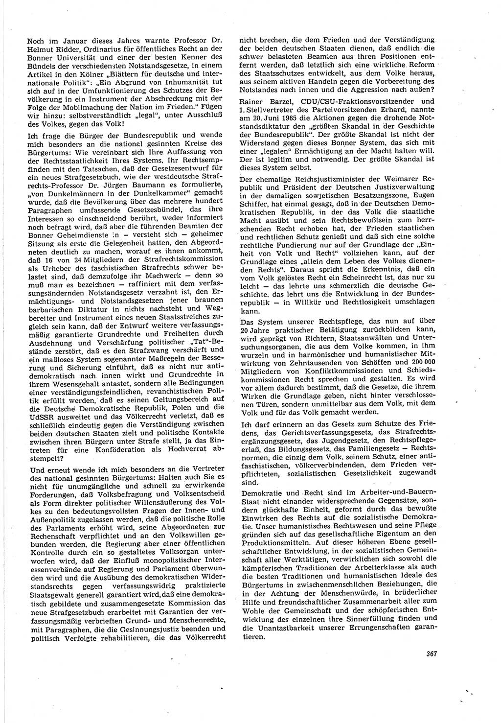 Neue Justiz (NJ), Zeitschrift für Recht und Rechtswissenschaft [Deutsche Demokratische Republik (DDR)], 20. Jahrgang 1966, Seite 367 (NJ DDR 1966, S. 367)