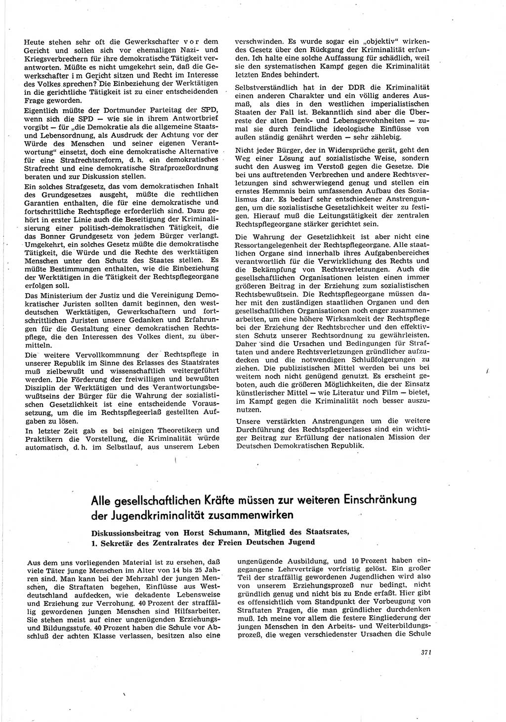 Neue Justiz (NJ), Zeitschrift für Recht und Rechtswissenschaft [Deutsche Demokratische Republik (DDR)], 20. Jahrgang 1966, Seite 371 (NJ DDR 1966, S. 371)
