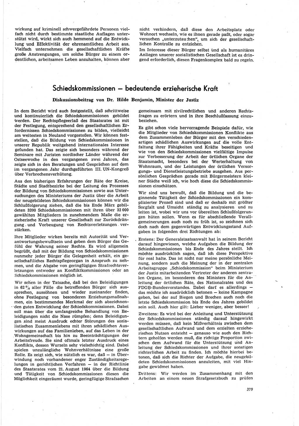 Neue Justiz (NJ), Zeitschrift für Recht und Rechtswissenschaft [Deutsche Demokratische Republik (DDR)], 20. Jahrgang 1966, Seite 379 (NJ DDR 1966, S. 379)