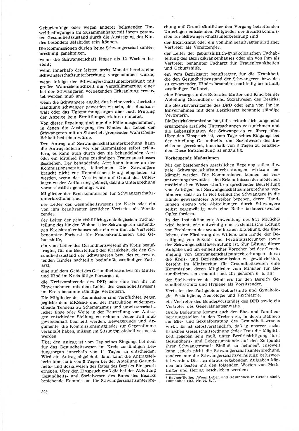 Neue Justiz (NJ), Zeitschrift für Recht und Rechtswissenschaft [Deutsche Demokratische Republik (DDR)], 20. Jahrgang 1966, Seite 398 (NJ DDR 1966, S. 398)