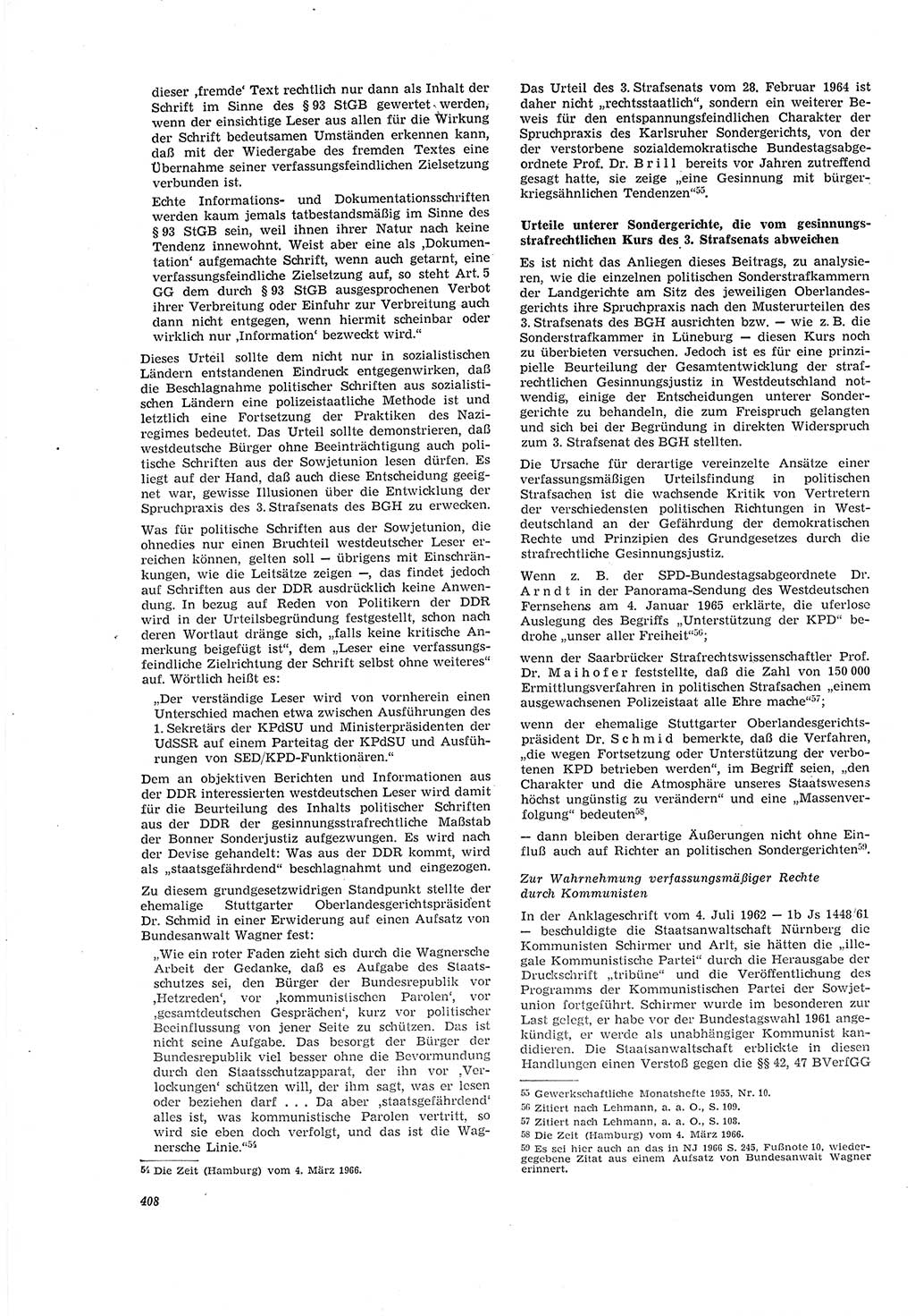 Neue Justiz (NJ), Zeitschrift für Recht und Rechtswissenschaft [Deutsche Demokratische Republik (DDR)], 20. Jahrgang 1966, Seite 408 (NJ DDR 1966, S. 408)