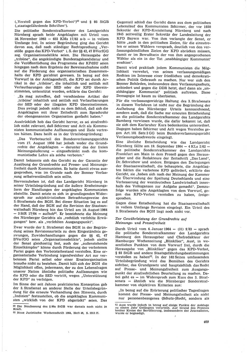 Neue Justiz (NJ), Zeitschrift für Recht und Rechtswissenschaft [Deutsche Demokratische Republik (DDR)], 20. Jahrgang 1966, Seite 409 (NJ DDR 1966, S. 409)