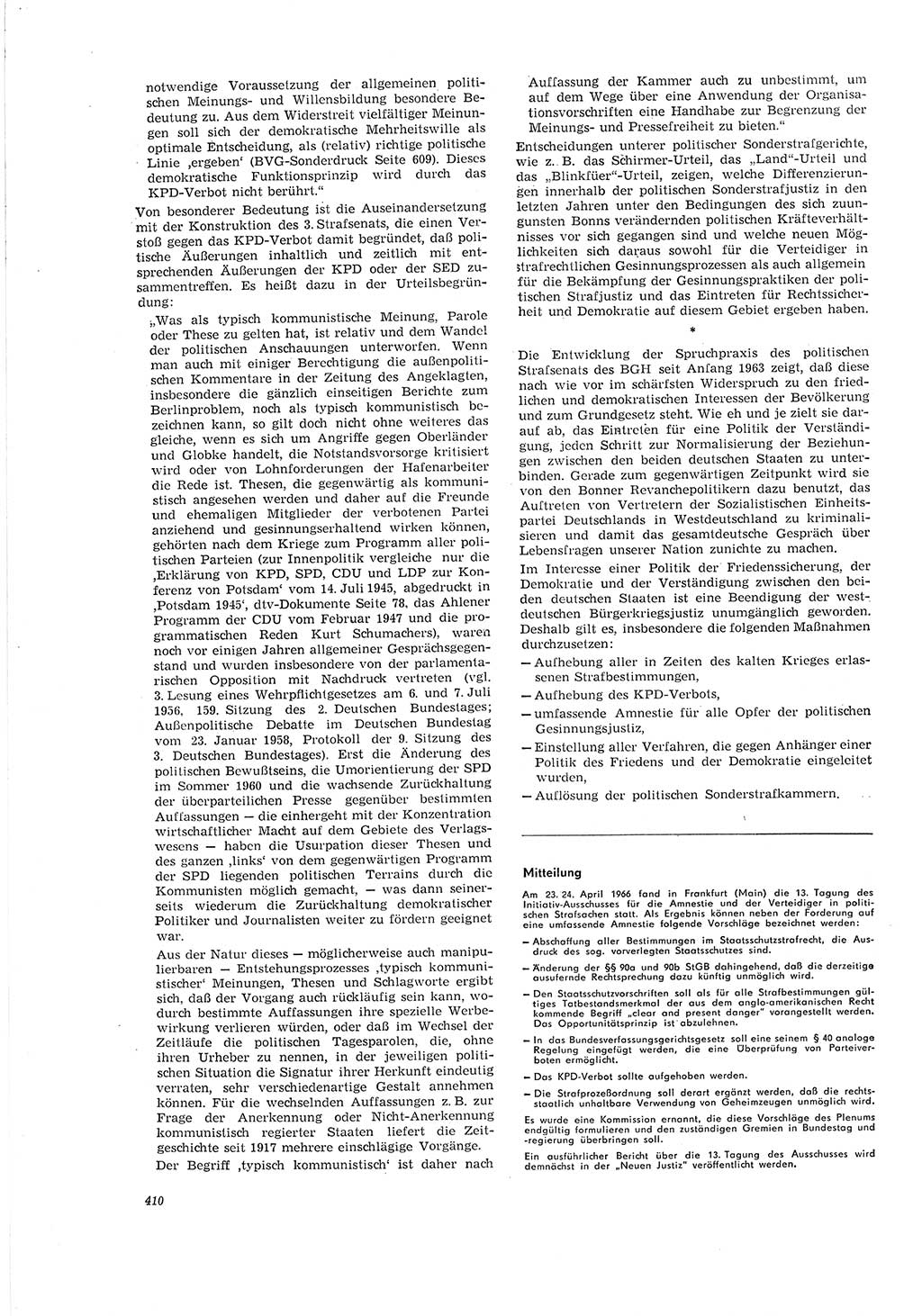 Neue Justiz (NJ), Zeitschrift für Recht und Rechtswissenschaft [Deutsche Demokratische Republik (DDR)], 20. Jahrgang 1966, Seite 410 (NJ DDR 1966, S. 410)