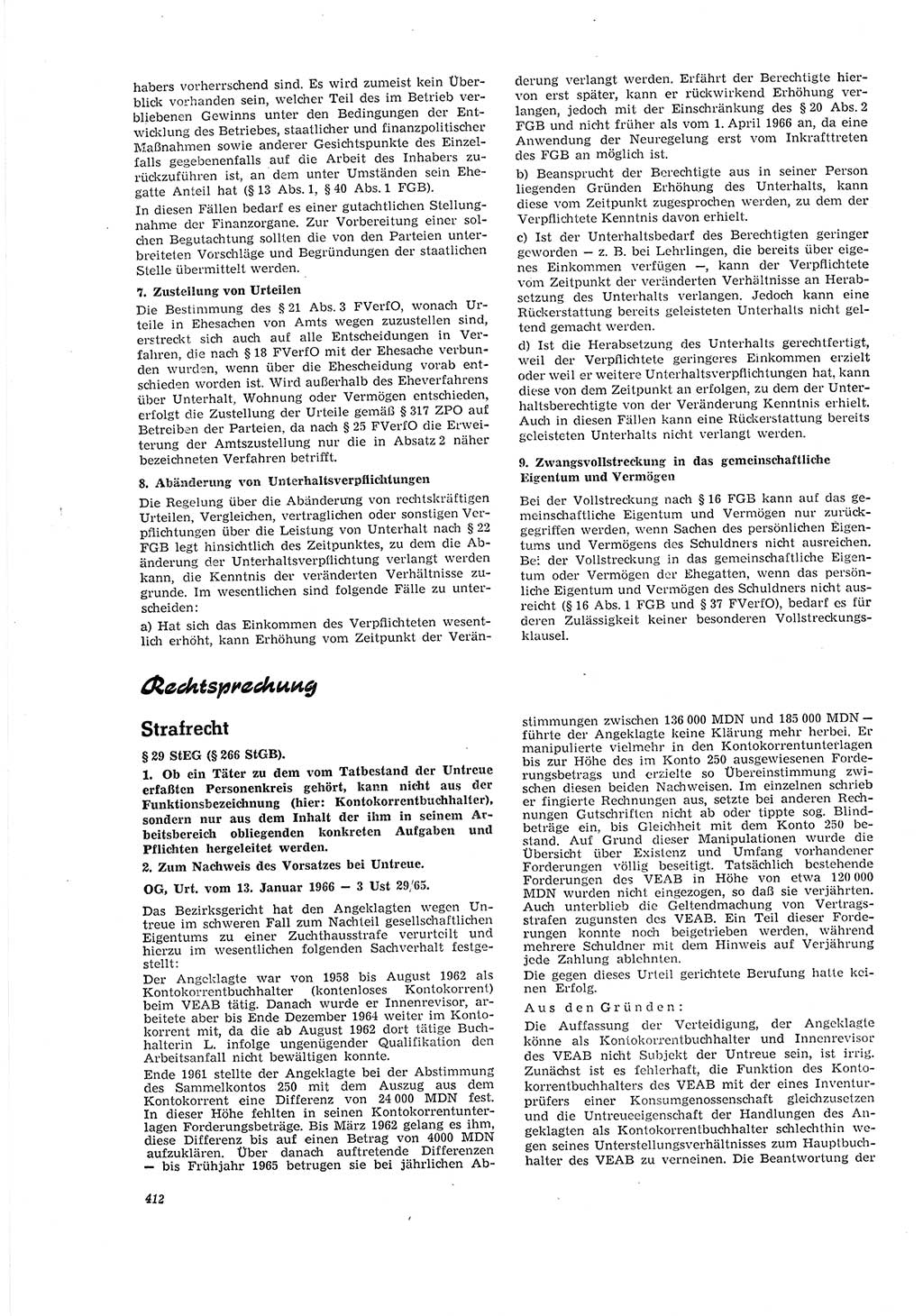 Neue Justiz (NJ), Zeitschrift für Recht und Rechtswissenschaft [Deutsche Demokratische Republik (DDR)], 20. Jahrgang 1966, Seite 412 (NJ DDR 1966, S. 412)