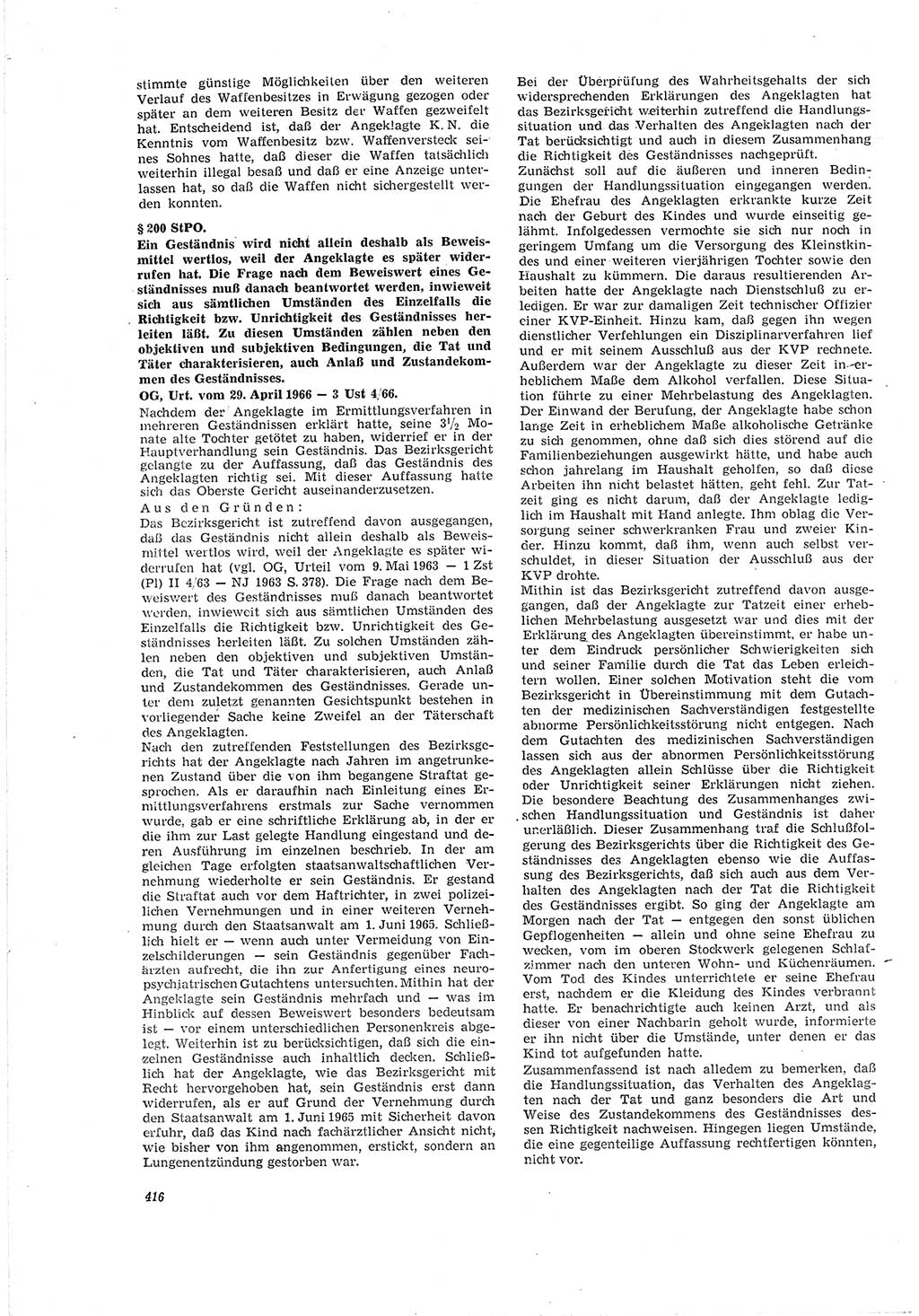 Neue Justiz (NJ), Zeitschrift für Recht und Rechtswissenschaft [Deutsche Demokratische Republik (DDR)], 20. Jahrgang 1966, Seite 416 (NJ DDR 1966, S. 416)