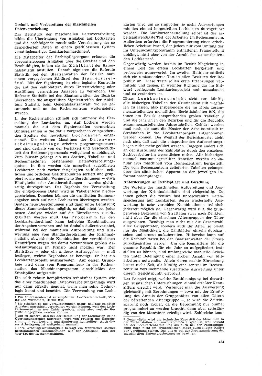Neue Justiz (NJ), Zeitschrift für Recht und Rechtswissenschaft [Deutsche Demokratische Republik (DDR)], 20. Jahrgang 1966, Seite 423 (NJ DDR 1966, S. 423)