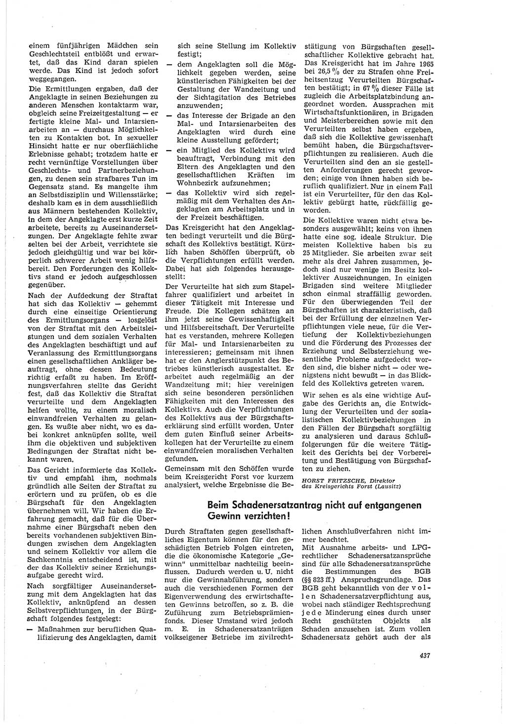Neue Justiz (NJ), Zeitschrift für Recht und Rechtswissenschaft [Deutsche Demokratische Republik (DDR)], 20. Jahrgang 1966, Seite 437 (NJ DDR 1966, S. 437)