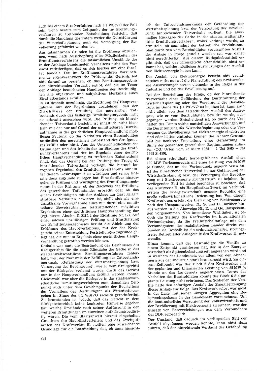 Neue Justiz (NJ), Zeitschrift für Recht und Rechtswissenschaft [Deutsche Demokratische Republik (DDR)], 20. Jahrgang 1966, Seite 446 (NJ DDR 1966, S. 446)