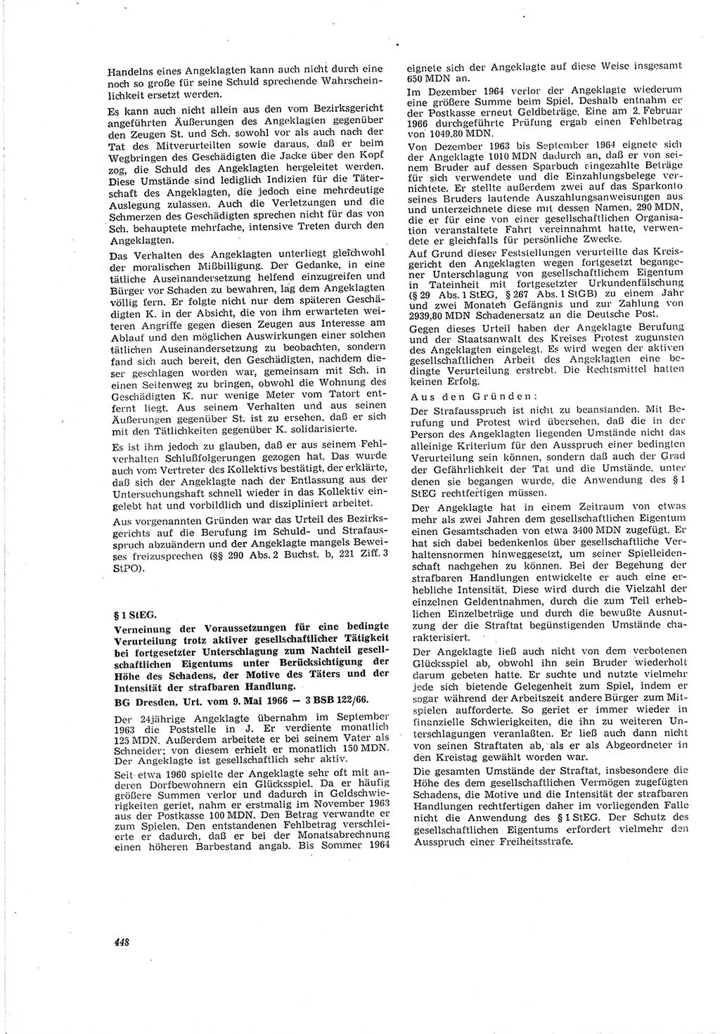 Neue Justiz (NJ), Zeitschrift für Recht und Rechtswissenschaft [Deutsche Demokratische Republik (DDR)], 20. Jahrgang 1966, Seite 448 (NJ DDR 1966, S. 448)