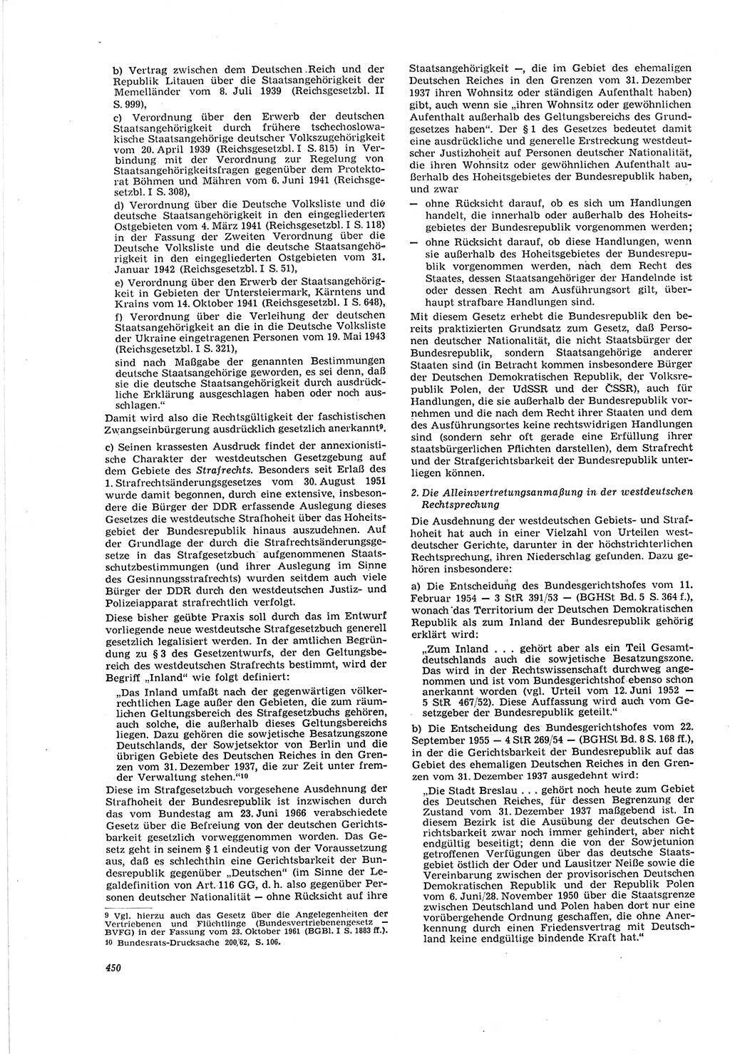 Neue Justiz (NJ), Zeitschrift für Recht und Rechtswissenschaft [Deutsche Demokratische Republik (DDR)], 20. Jahrgang 1966, Seite 450 (NJ DDR 1966, S. 450)