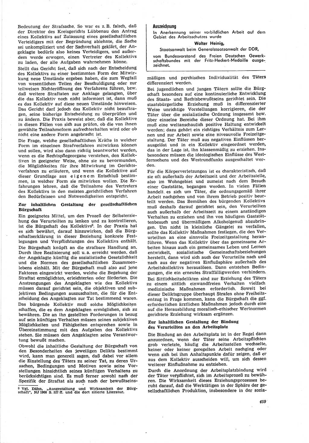 Neue Justiz (NJ), Zeitschrift für Recht und Rechtswissenschaft [Deutsche Demokratische Republik (DDR)], 20. Jahrgang 1966, Seite 459 (NJ DDR 1966, S. 459)