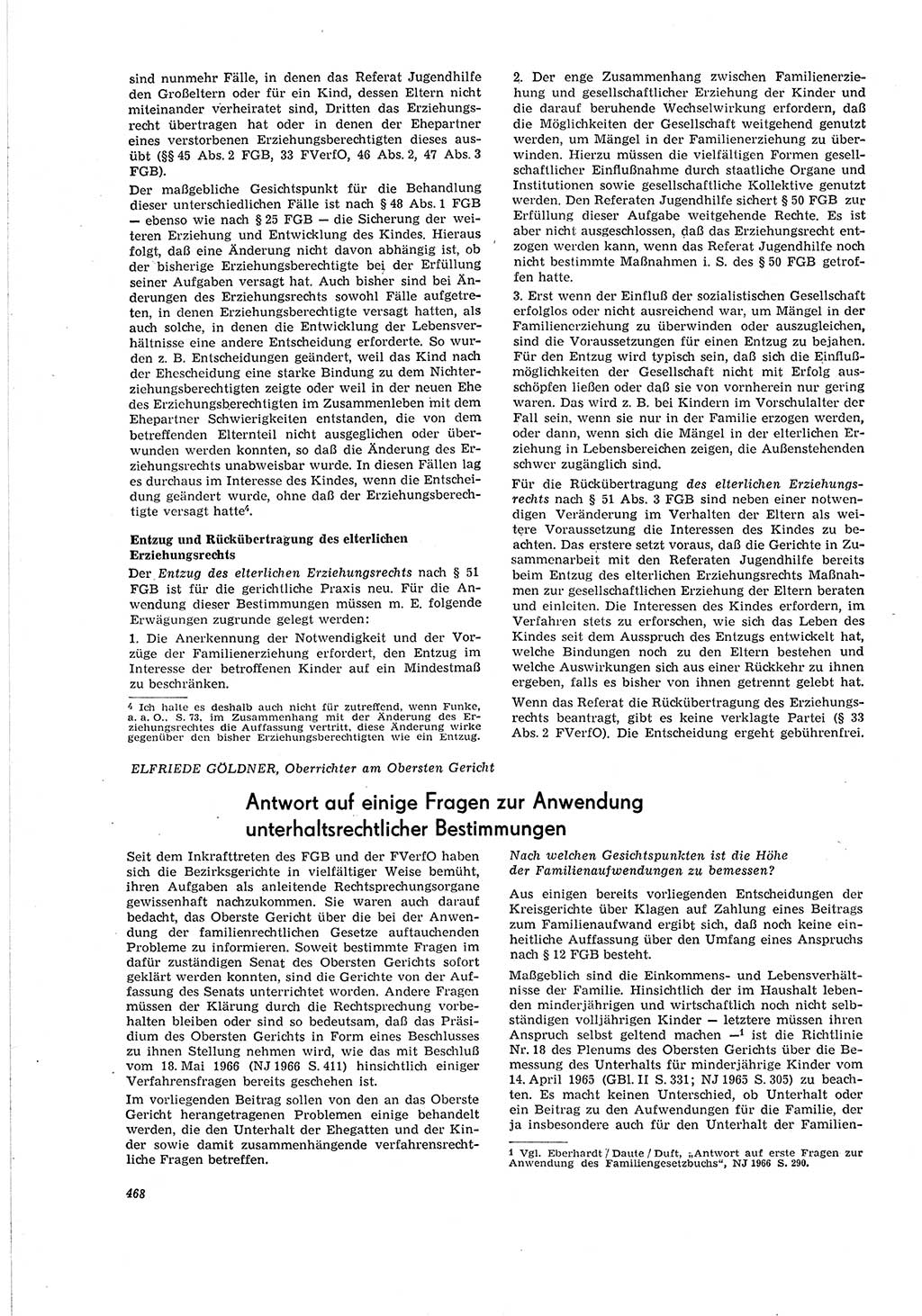 Neue Justiz (NJ), Zeitschrift für Recht und Rechtswissenschaft [Deutsche Demokratische Republik (DDR)], 20. Jahrgang 1966, Seite 468 (NJ DDR 1966, S. 468)